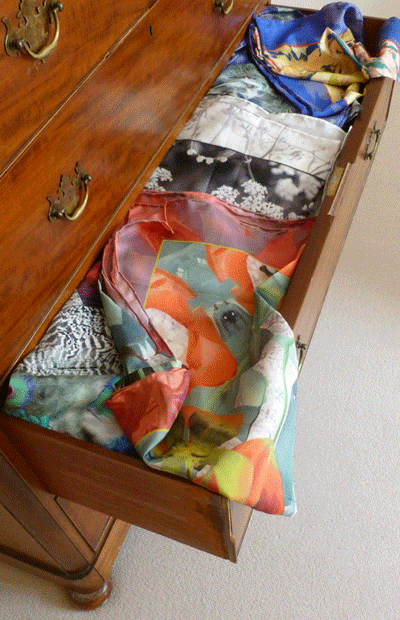 Scarves in a drawer
